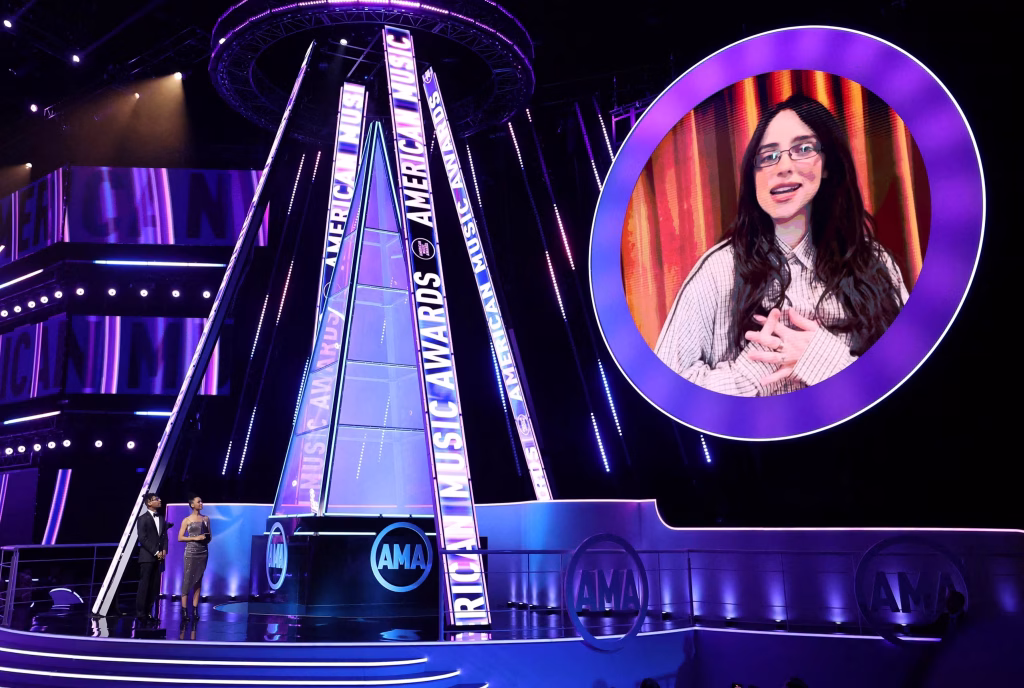 Billie Eilish appeared at American Music Awards via video message accepting award for artist of the year